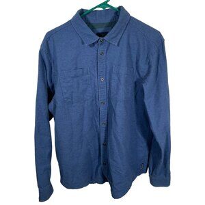 Prana Trey Long Sleeve Flannel Shirt Mens Size Medium Equinox Blue Button